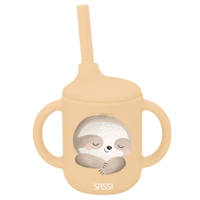 Gobelet en silicone Gnawy le paresseux beige <span itemprop=