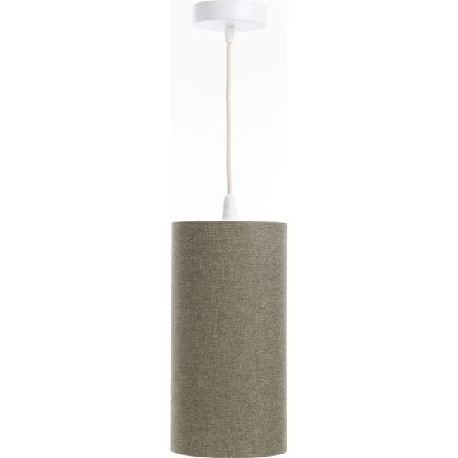 Suspension en lin rond Boho Elegant Couleur lin naturel et rotin clair <span itemprop=