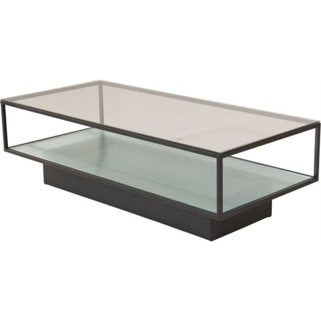 Table basse en verre et métal POSTLED Couleur noir et verre transparent <span itemprop=