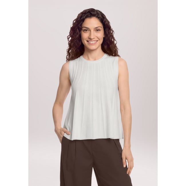 Top en maille à encolure ronde blanc <span itemprop=