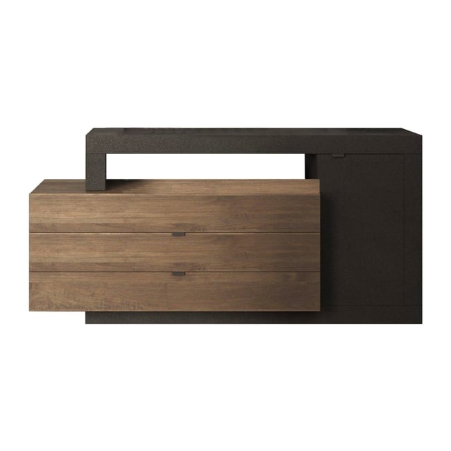 Buffet 1 porte et 3 tiroirs  L160 cm - JOURNEY Couleur noir <span itemprop=