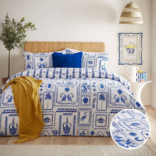 Frieze Duvet Cover and Pillowcase Set, blue, FURN.