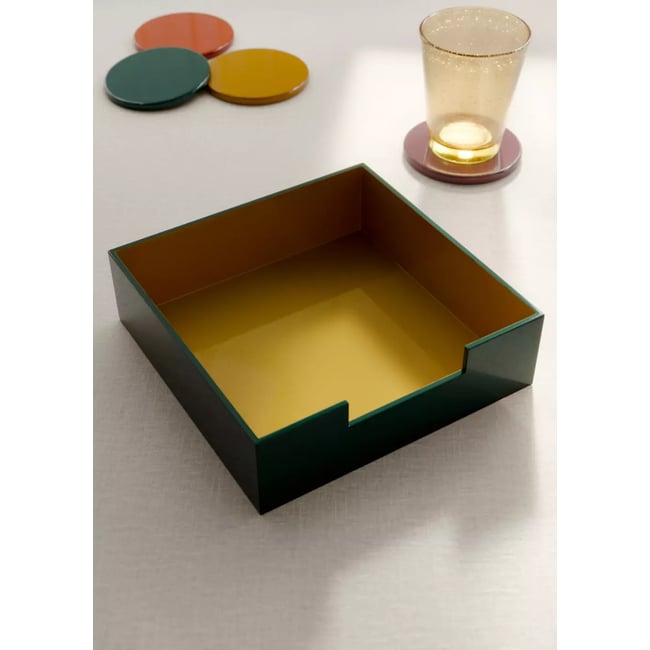 Porte-serviettes en bois bicolore Couleur curry <span itemprop=