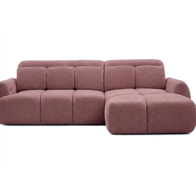 Canapé d'angle convertible 3 places en tissu chenille, RUBY - BOBOCHIC