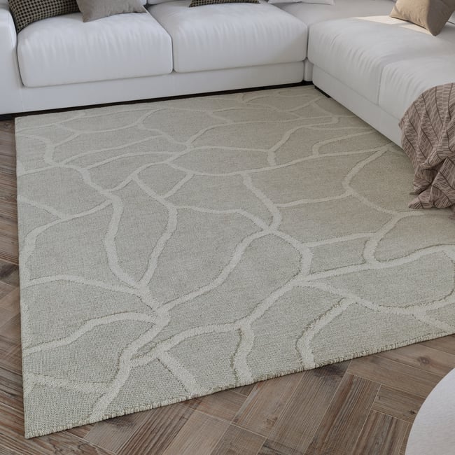 Tapis moderne à motifs organiques ,  Hamptons TWENTYSIX Couleur blanc crème <span itemprop=