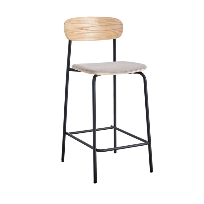 Lot de 2 chaises de bar en tissu et métal H66cm - Arno Couleur gris clair <span itemprop=