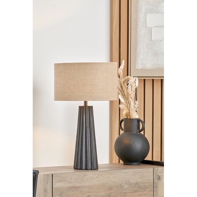 Drayton Wood Textured Cone Table Lamp - ÉDITÉ