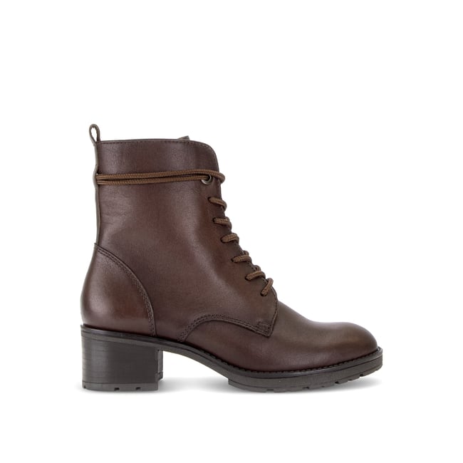 Bottines en cuir lisse à talon décroché cognac <span itemprop=