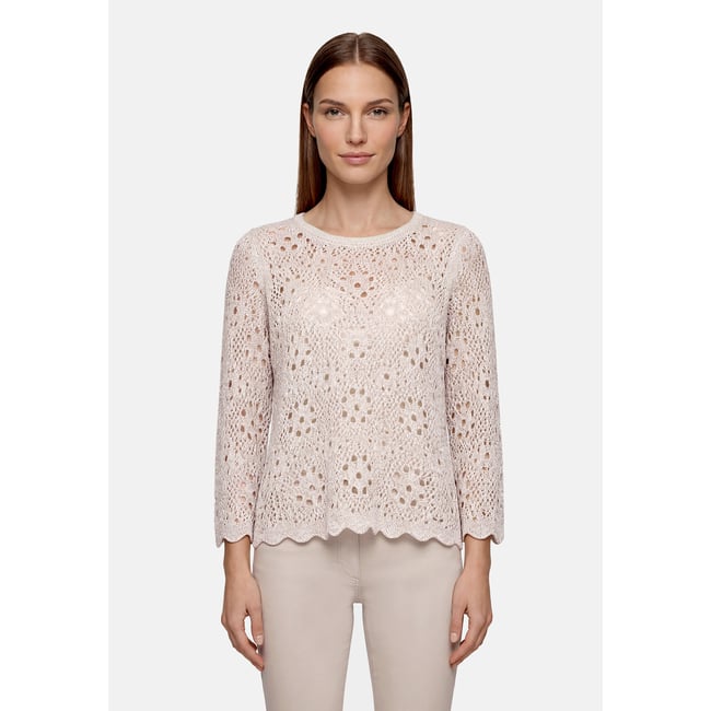Pull-over en maille à manches 3/4 gris <span itemprop=