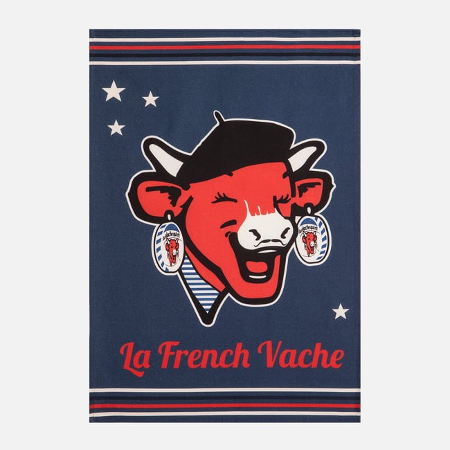 Torchon LA VACHE QUI RIT LA FRENCH VACHE bleu <span itemprop=