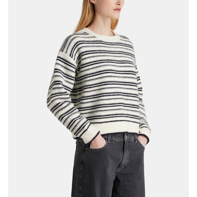 Pull taro mil maille mousseuse écru et noir <span itemprop=