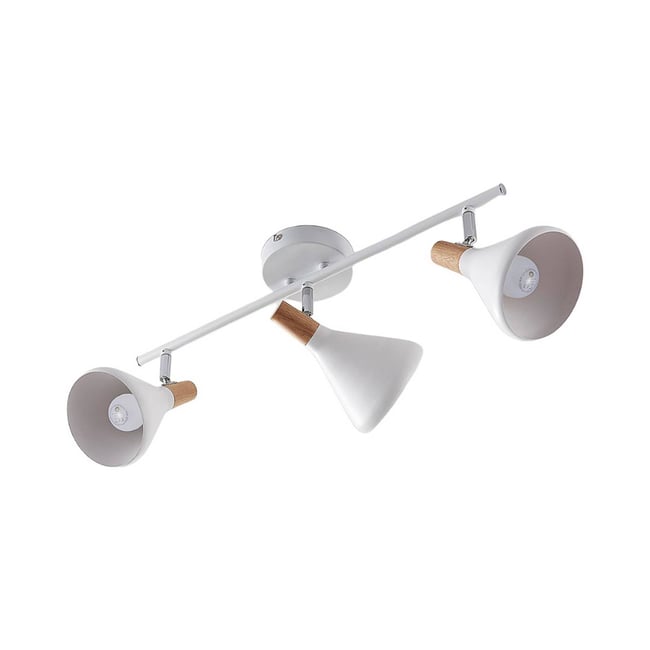 Spot en métal moderne, Arina Couleur blanc, bois clair <span itemprop=