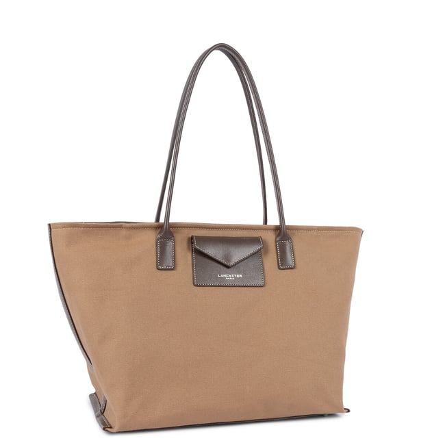 Canvas kba zip-up shoulder tote bag, sand, Lancaster | La Redoute