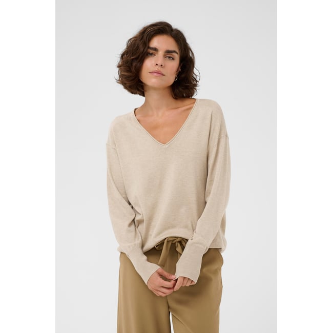 Pullover tricoté beige feather gray melange <span itemprop=