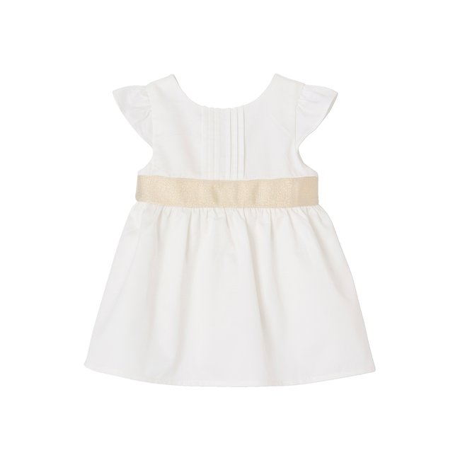 Robe cérémonie ceinture nouée au dos blanc <span itemprop=