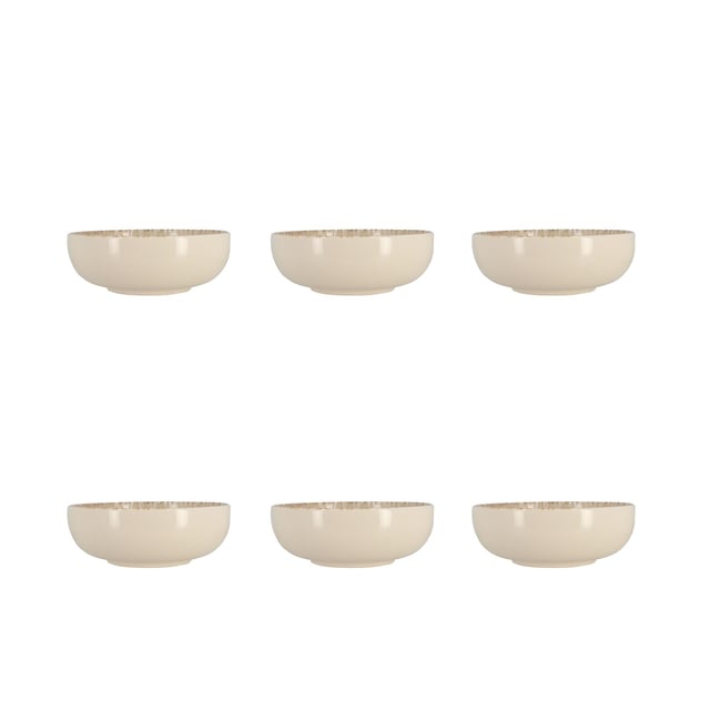 Lot de 6 coupelles 16cm en grès, AMBRE Couleur beige et marron <span itemprop=
