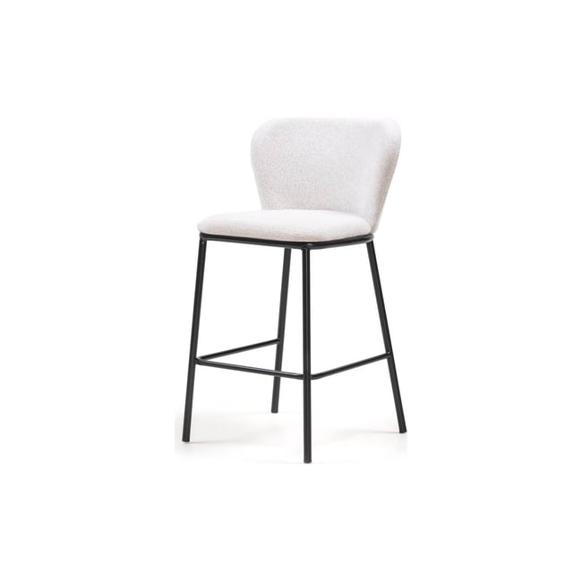 Chaise de bar tissu collection NIKA Couleur beige clair et noir <span itemprop=