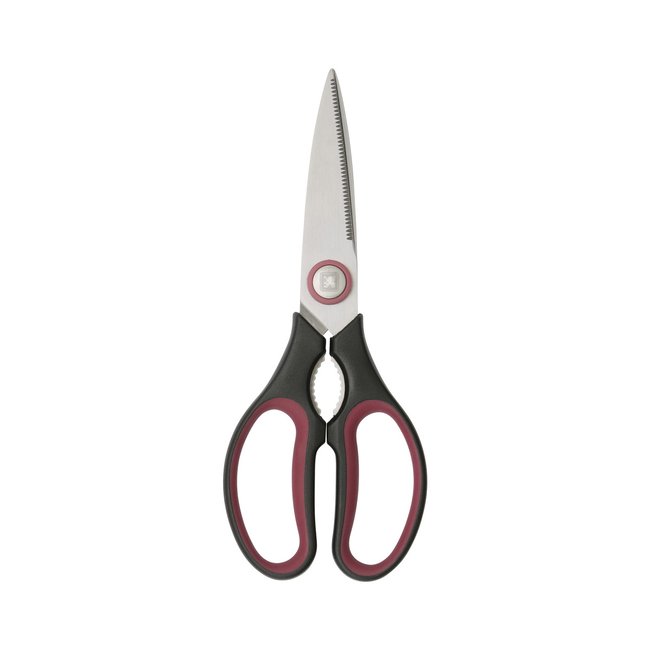Ciseaux multi-fonction avec casse noix intégré avec étui de protection - REFINEST rouge <span itemprop=
