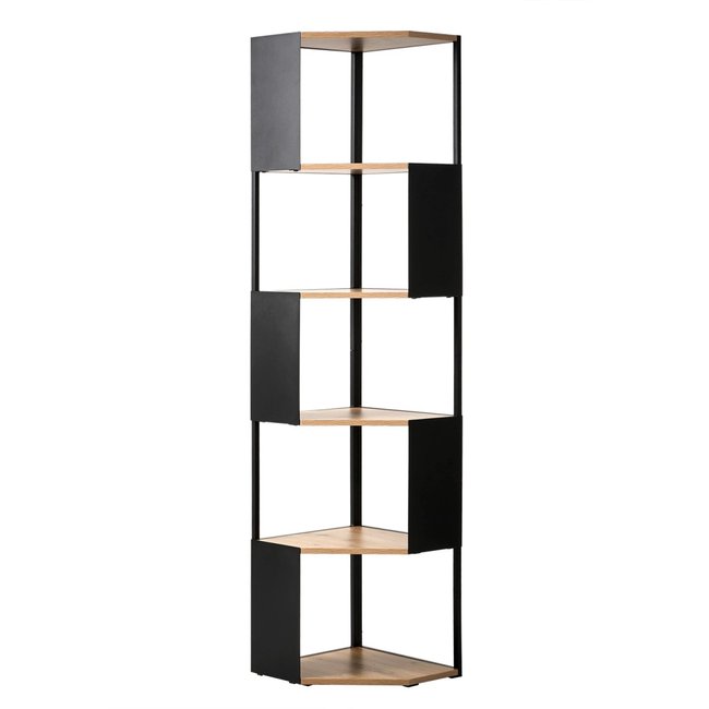 Etagère d'angle 5 niveaux EKLO Couleur bois clair <span itemprop=