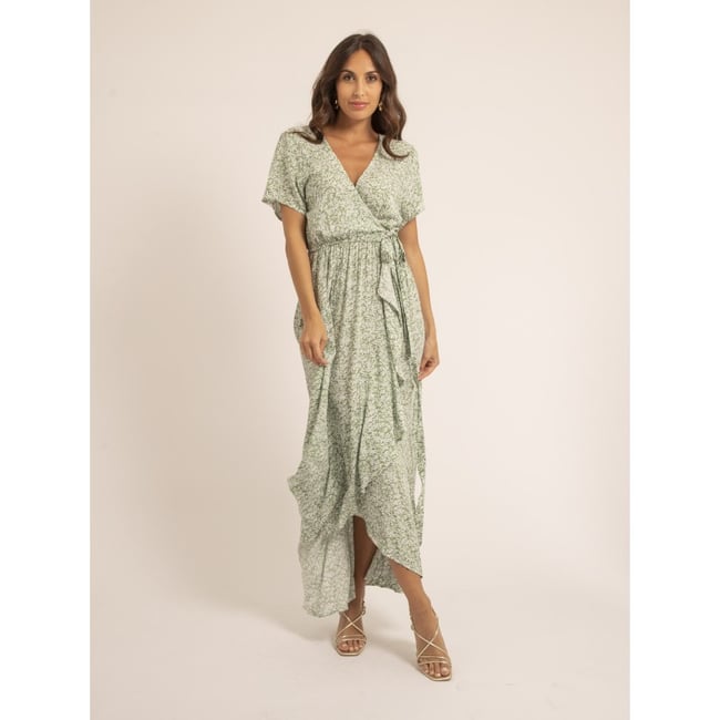 Robe Longue Motifs Igaelle vert <span itemprop=