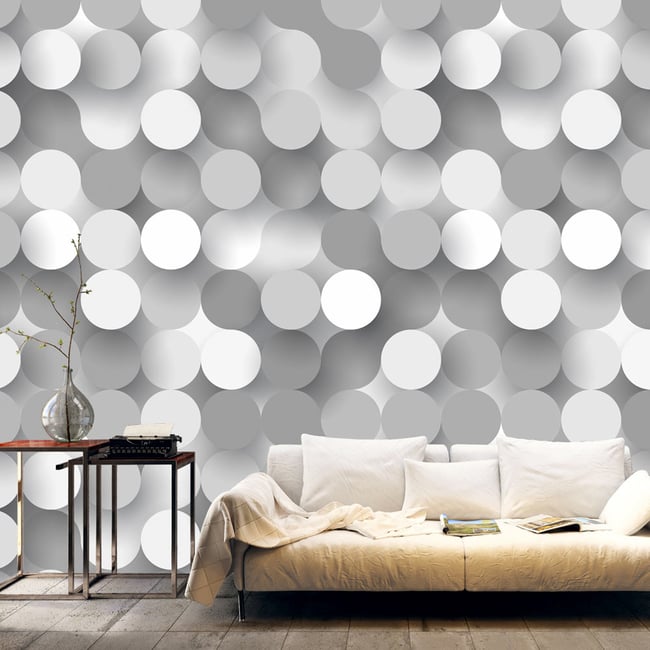 Papier peint intissé panoramique Silver Net Couleur gris / argent <span itemprop=