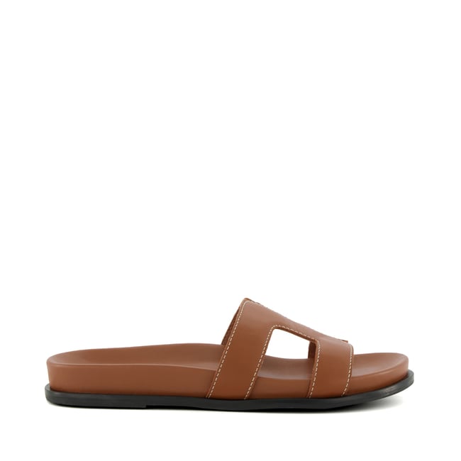 Sandales à semelle intérieure confortable avec surpiqûres - LOUPA tan-leather <span itemprop=