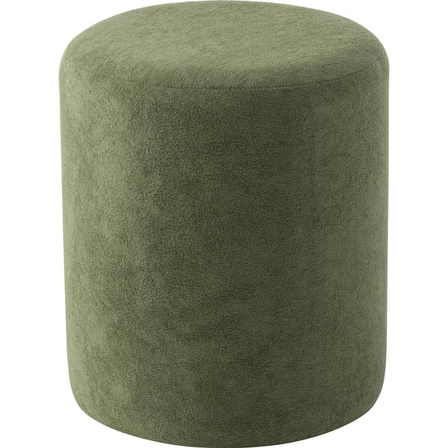Pouf rond en tissu Couleur vert sauge <span itemprop=