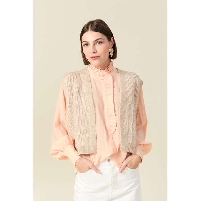 Gilet sans manches creme <span itemprop=