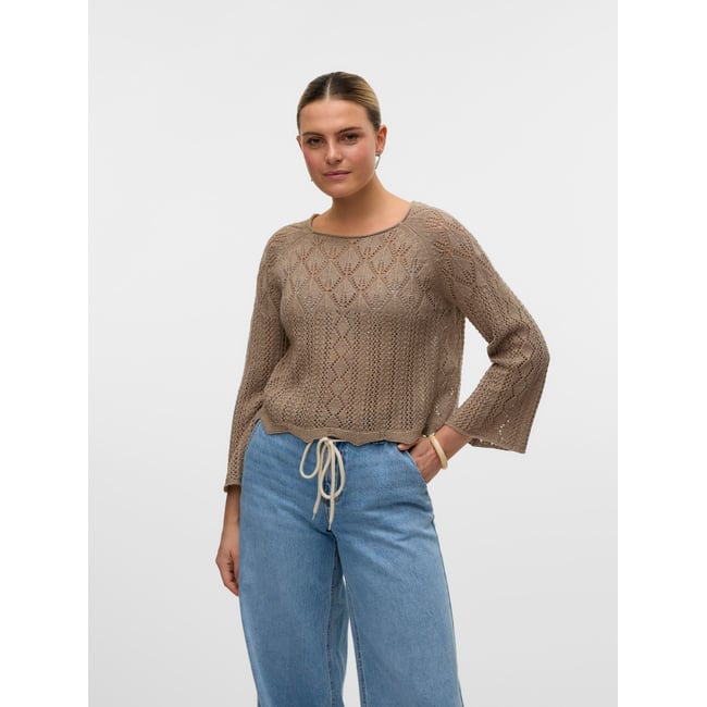 Pull brodé col rond manches longues grise - moon rock <span itemprop=