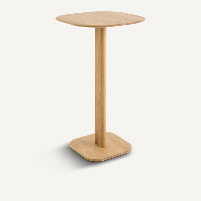 Table bistrot haute, en chêne massif et métal fer, design Gallina, MONCEAU Couleur chêne naturel <span itemprop=