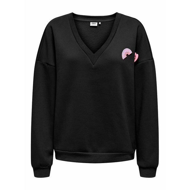 Sweat col V avec badge coloré - ONLY