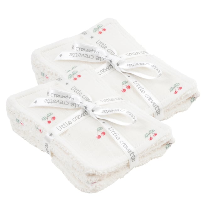 Lot de 12 lingettes lavables coton bio CERISE ecru <span itemprop=