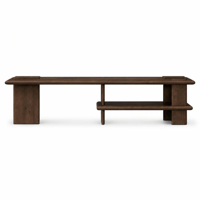 Banc TV en bois marron 160 cm ALMA Couleur marron <span itemprop=