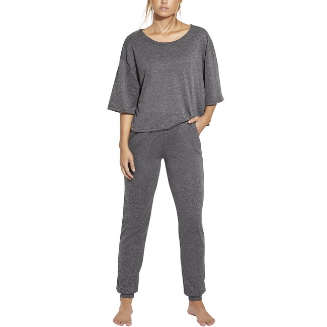 Tenue de détente et intérieur pyjama pantalon t-shirt Homewear gris <span itemprop=