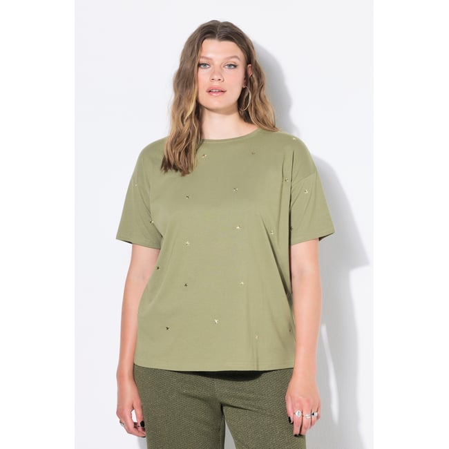 T-shirt oversize à rivets en forme d'étoile vert nature clair <span itemprop=