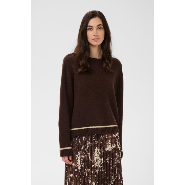 Pullover tricoté marron coffee bean melange <span itemprop=
