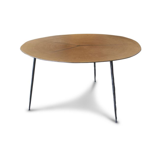 Table basse ronde en fer XYLÈME Couleur bois clair <span itemprop=