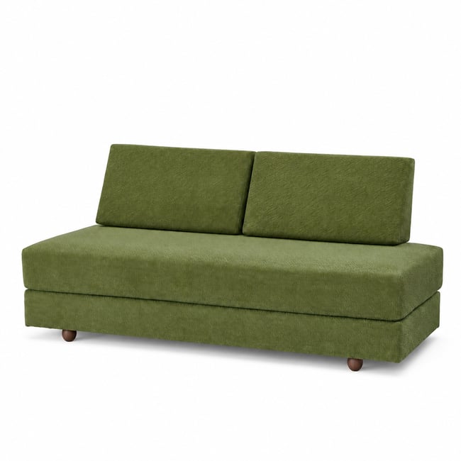 Canapé lit convertible en tissu, CASTELO Couleur vert <span itemprop=