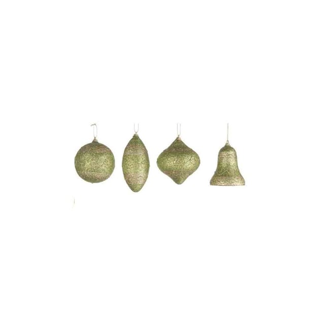 Lot de 4 boules de Noel Pailettes Couleur vert <span itemprop=