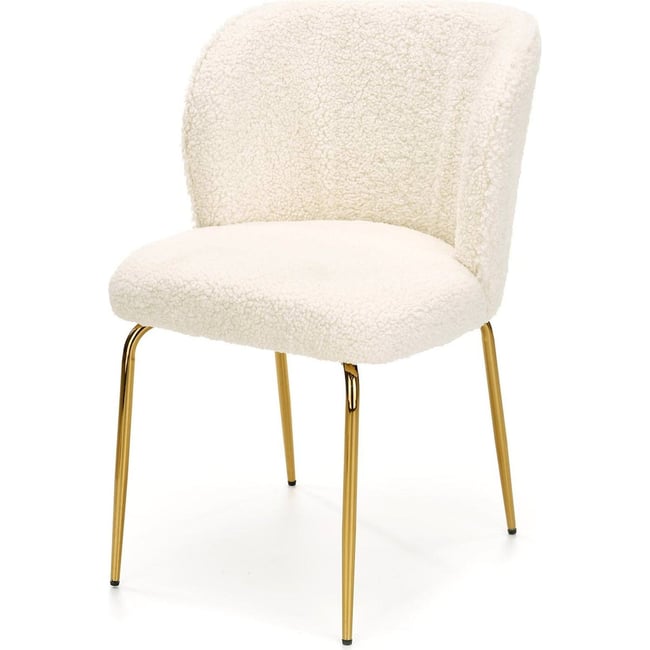Chaise bouclette collection PEYAD pieds métal Couleur beige bouclette et doré <span itemprop=