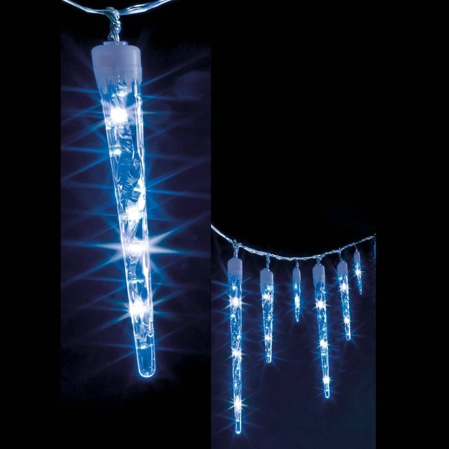Rideau stalactite extérieur 10 glaçons 63 LED blanc froid bleu Couleur multicolored <span itemprop=