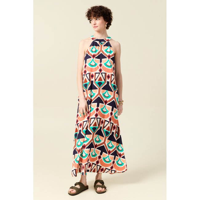 Robe longue droite orange <span itemprop=