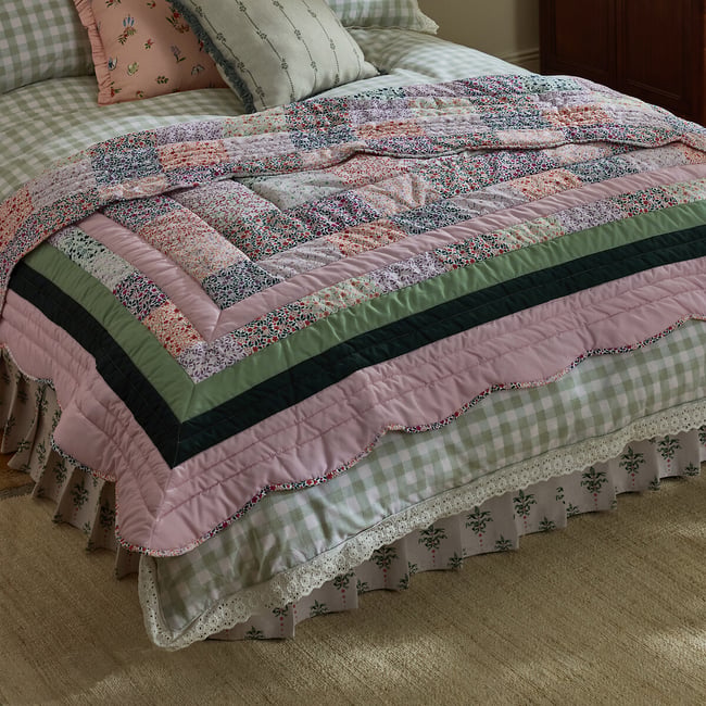 Heirloom Patchwork Reversible Quilted Bedspread, pink, CATH KIDSTON