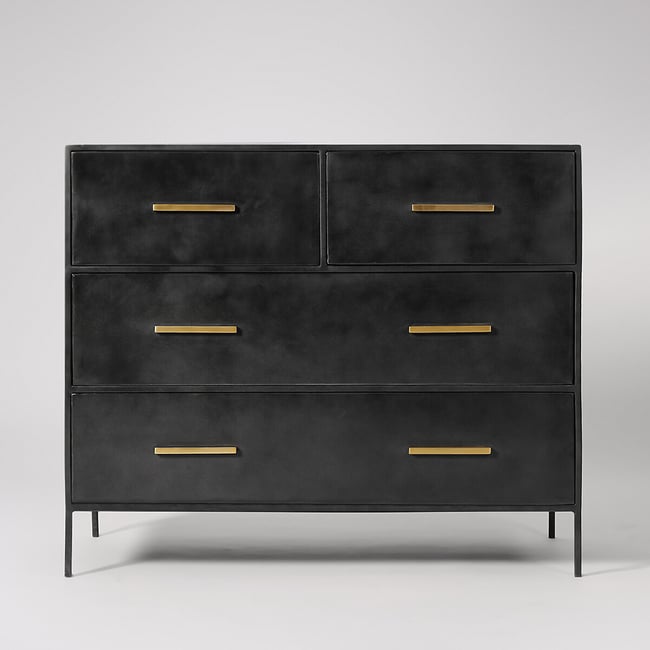 Stepney Metal 4 Drawer Chest Of Drawers, gunmetal black, SWOON