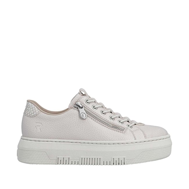 Tennis perle à talon plateau avec un zip et des lacets élastiqués décoratifs rose <span itemprop=