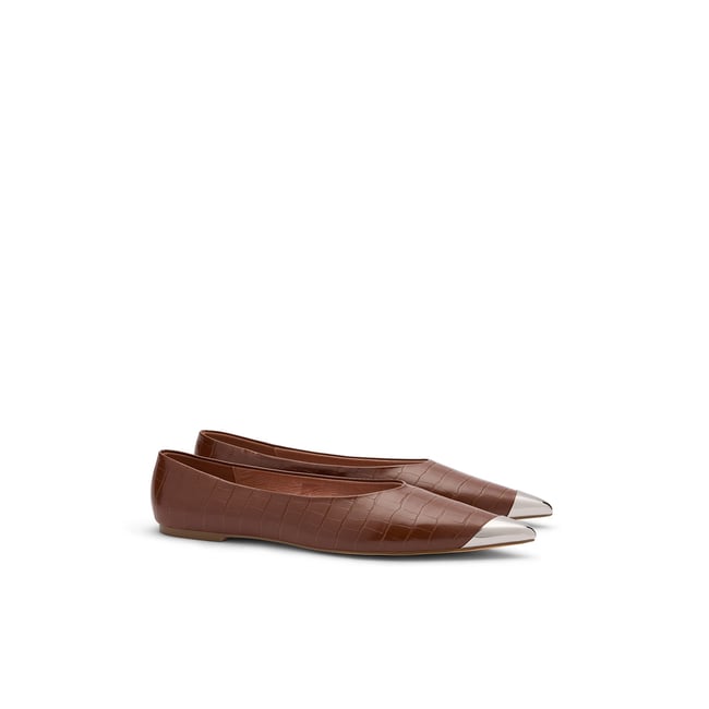 Ballerines croco avec détail marron <span itemprop=