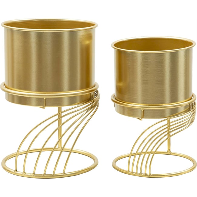 Cache-pot en fer spirale lot de 2 GLAM Couleur doré <span itemprop=