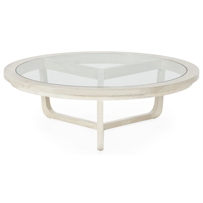 Table basse en bois de cèdre et verre Couleur blanc voilé <span itemprop=