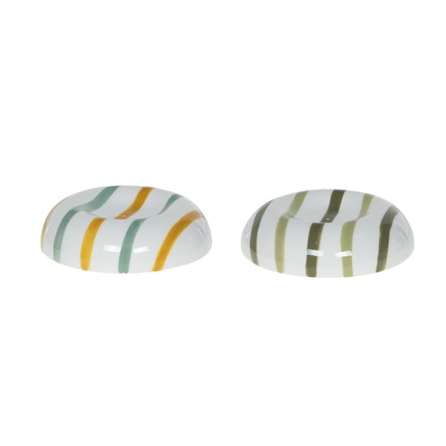 Parfum d'intérieur - Porte encens à rayures D10 cm en céramique Couleur blanc <span itemprop=