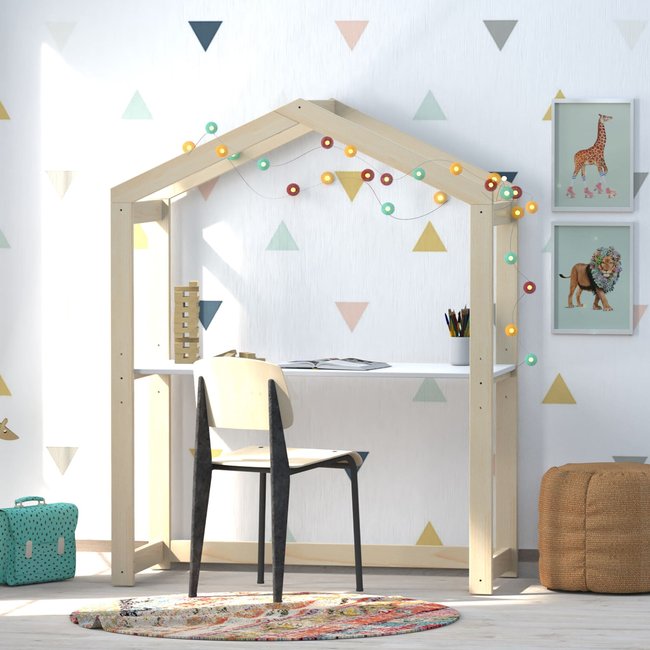 Bureau cabane réglable 3 hauteurs Couleur bois clair <span itemprop=